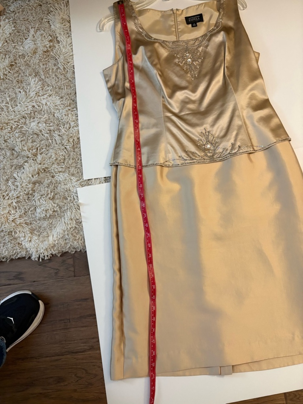 ADRIANNA PAPELL Shift Dress w/ Matching Jacket Champagne Gold sz 12 - Picture 11 of 13